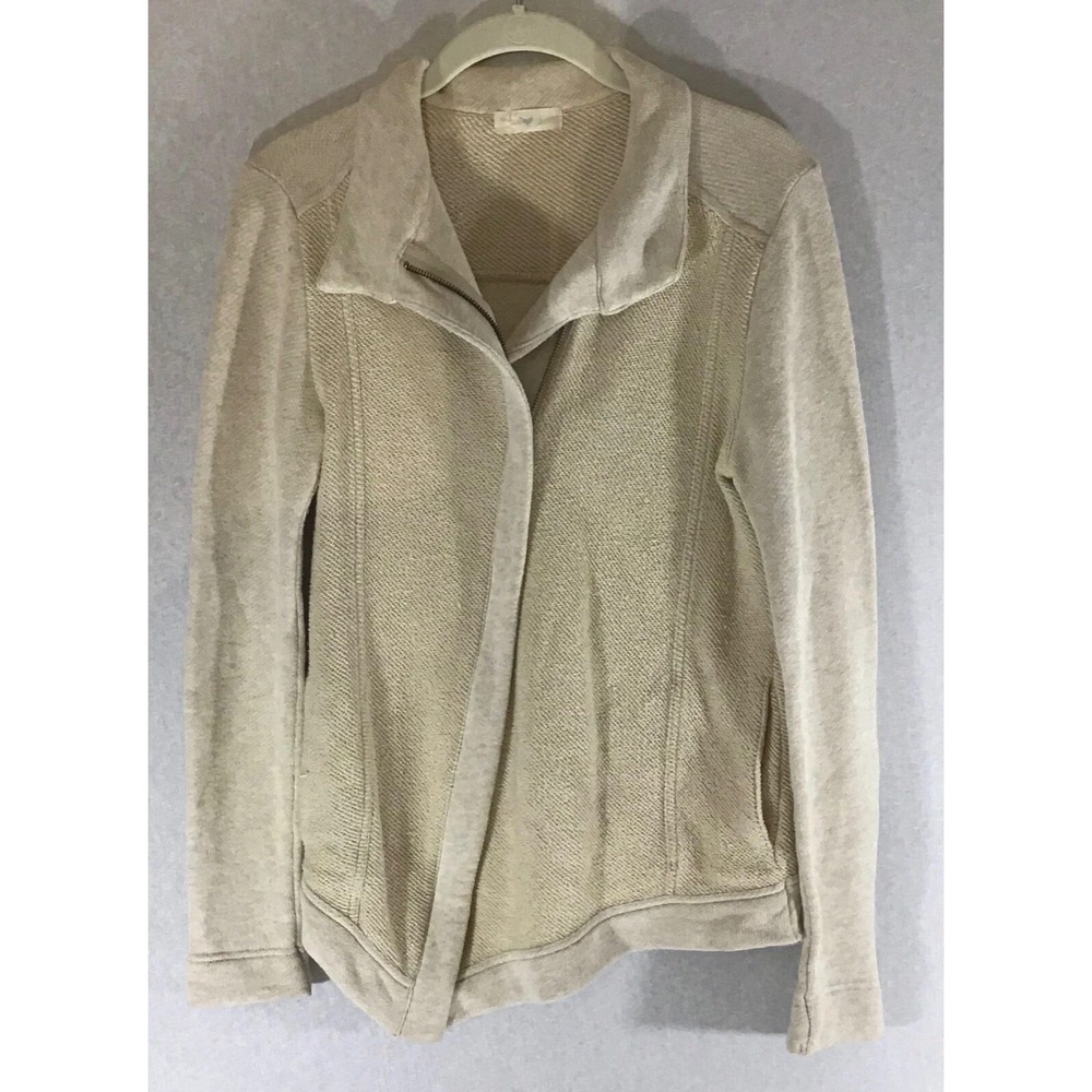 Stem Moto Jacket Womens XS Beige Organic Cotton Asymmetrical Zip Casual Luxury